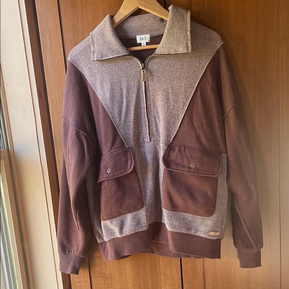 BKE Two-Tone purples Quarter-Zip Sweater